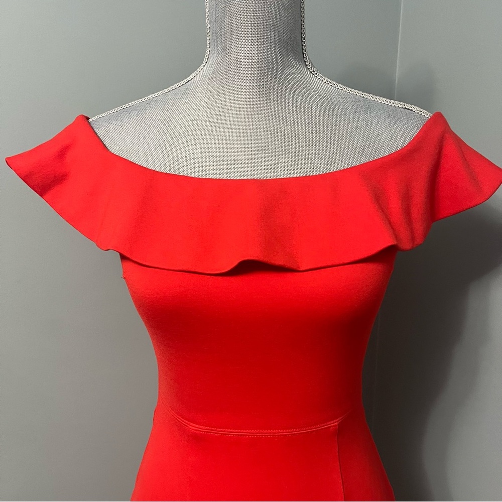 BABATON Aritzia Ruffle off the shoulder cocktail dress size 2 wedding guest - Picture 2 of 10